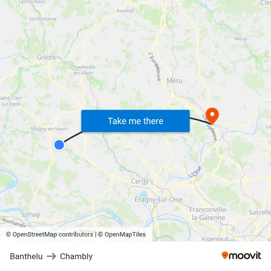 Banthelu to Chambly map