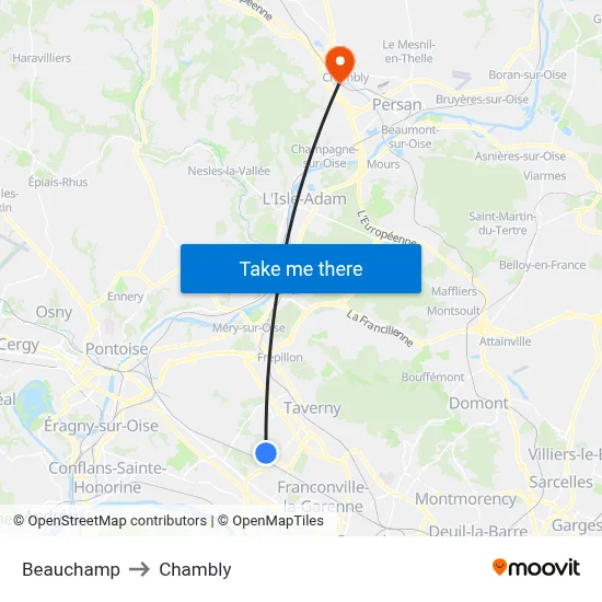 Beauchamp to Chambly map