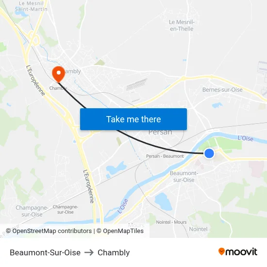 Beaumont-Sur-Oise to Chambly map