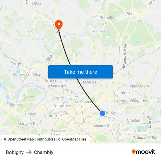 Bobigny to Chambly map