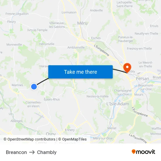 Breancon to Chambly map