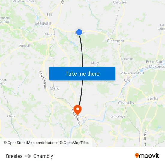 Bresles to Chambly map
