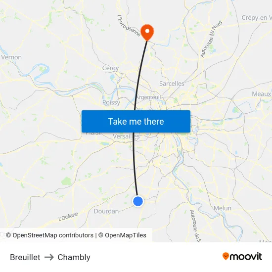 Breuillet to Chambly map
