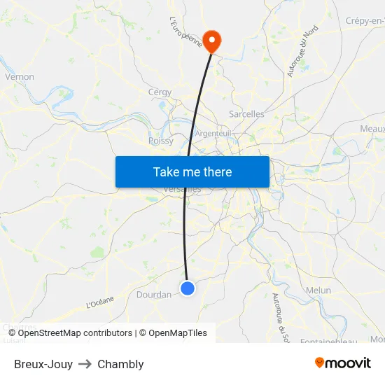 Breux-Jouy to Chambly map