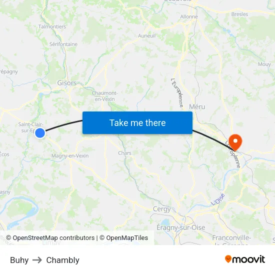 Buhy to Chambly map