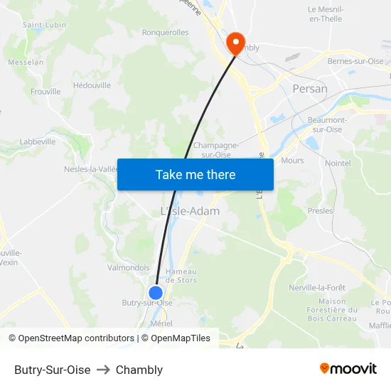 Butry-Sur-Oise to Chambly map
