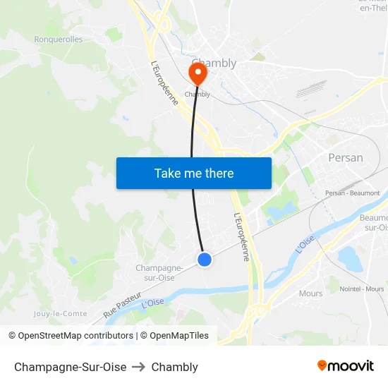 Champagne-Sur-Oise to Chambly map