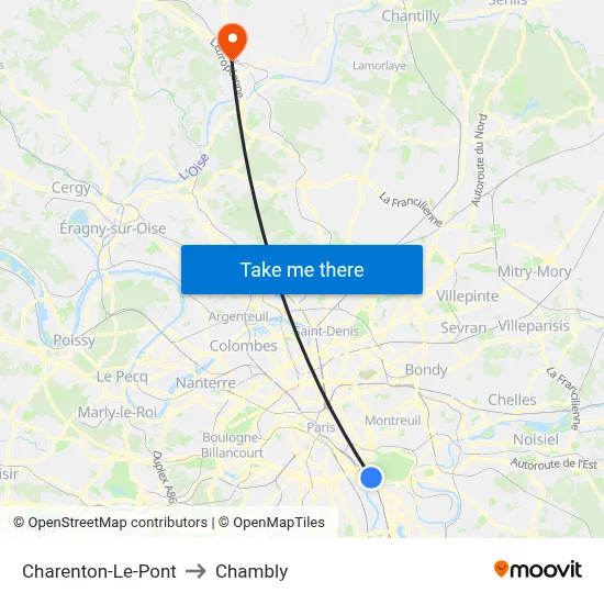 Charenton-Le-Pont to Chambly map