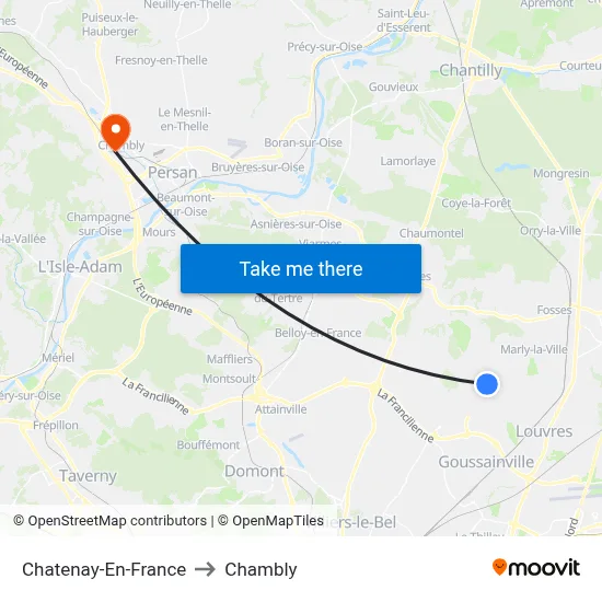 Chatenay-En-France to Chambly map