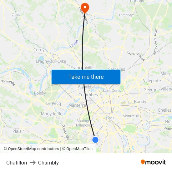 Chatillon to Chambly map