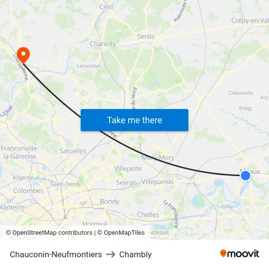 Chauconin-Neufmontiers to Chambly map
