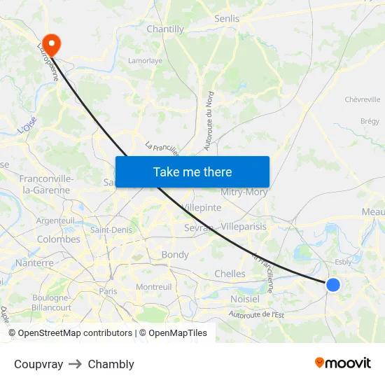 Coupvray to Chambly map