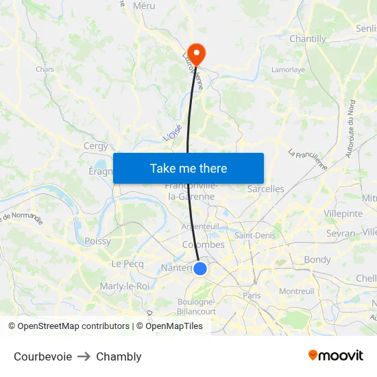 Courbevoie to Chambly map