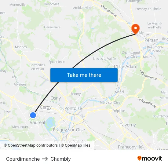 Courdimanche to Chambly map