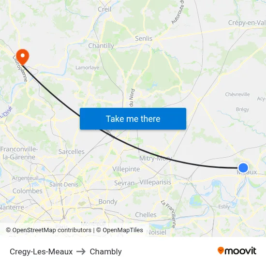 Cregy-Les-Meaux to Chambly map