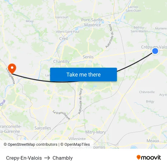 Crepy-En-Valois to Chambly map