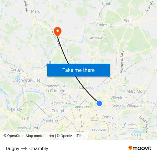 Dugny to Chambly map