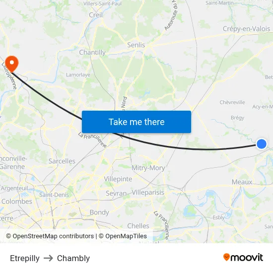 Etrepilly to Chambly map