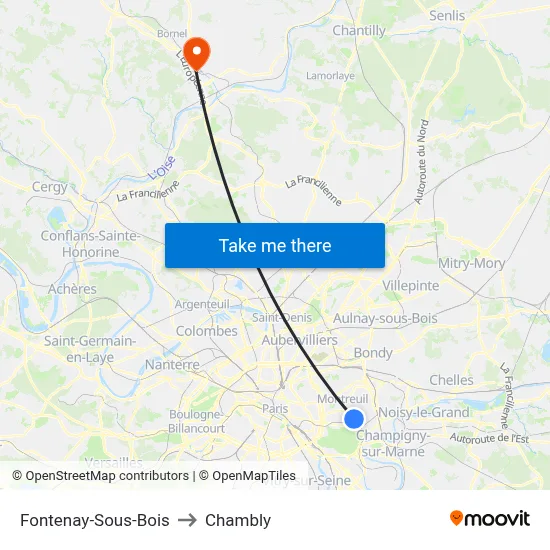 Fontenay-Sous-Bois to Chambly map