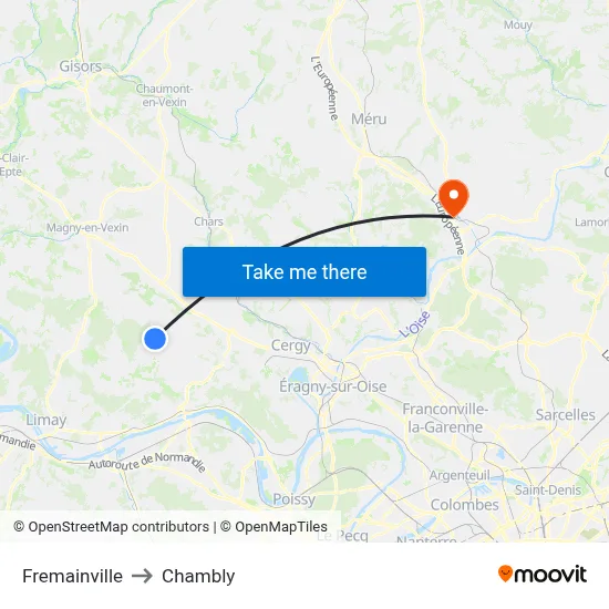 Fremainville to Chambly map