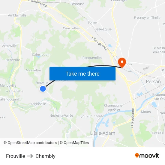 Frouville to Chambly map