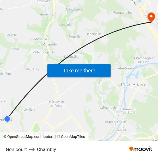 Genicourt to Chambly map