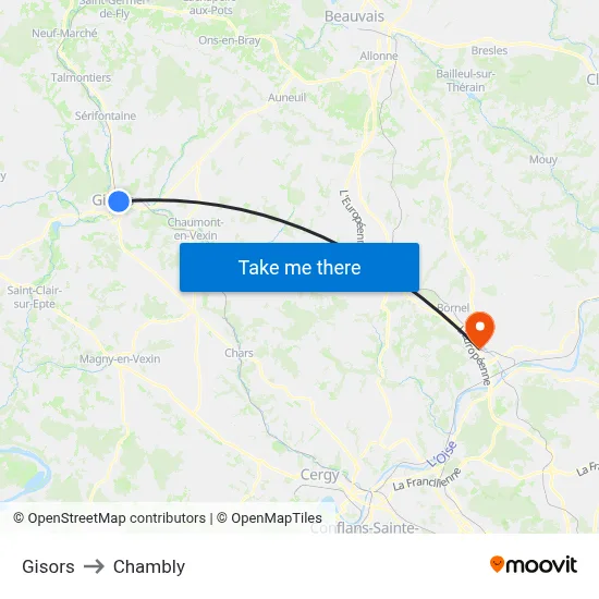 Gisors to Chambly map