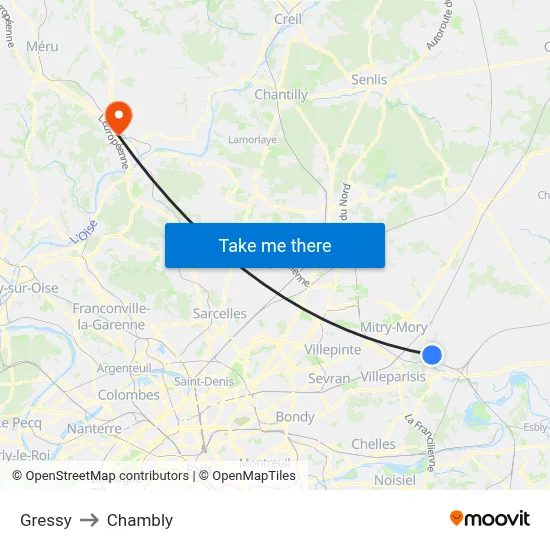 Gressy to Chambly map
