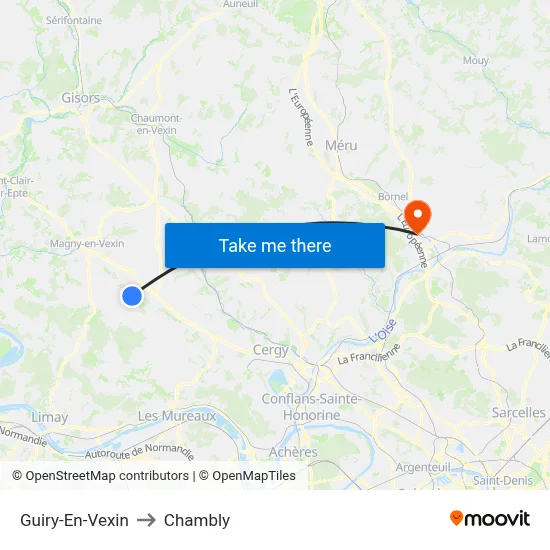 Guiry-En-Vexin to Chambly map