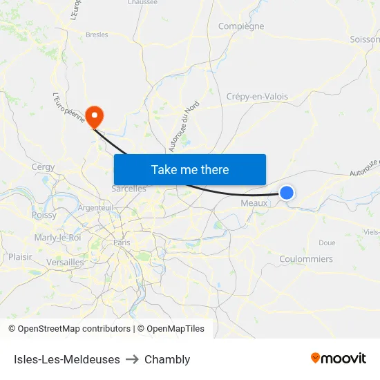 Isles-Les-Meldeuses to Chambly map