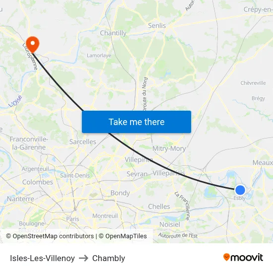 Isles-Les-Villenoy to Chambly map