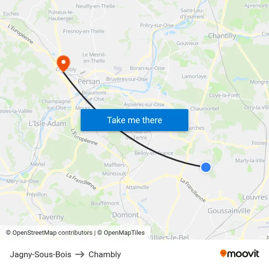 Jagny-Sous-Bois to Chambly map