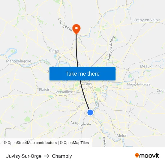 Juvisy-Sur-Orge to Chambly map