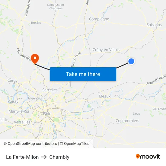 La Ferte-Milon to Chambly map