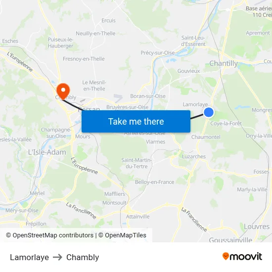 Lamorlaye to Chambly map