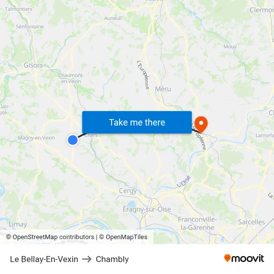 Le Bellay-En-Vexin to Chambly map