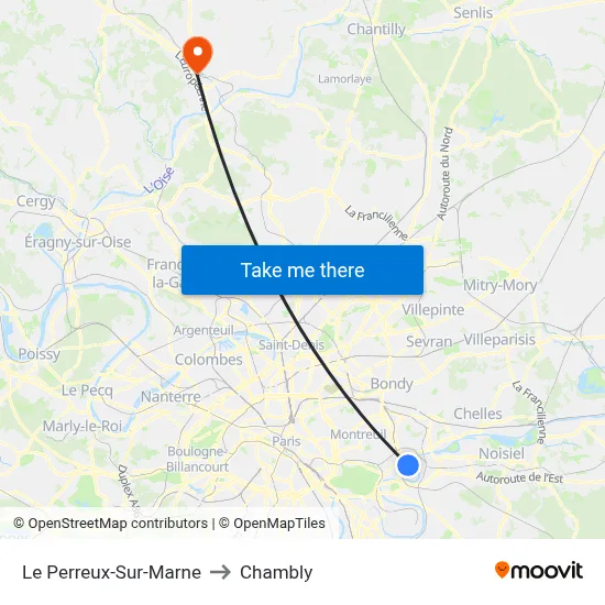 Le Perreux-Sur-Marne to Chambly map