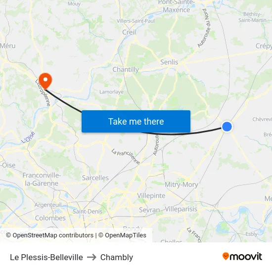 Le Plessis-Belleville to Chambly map
