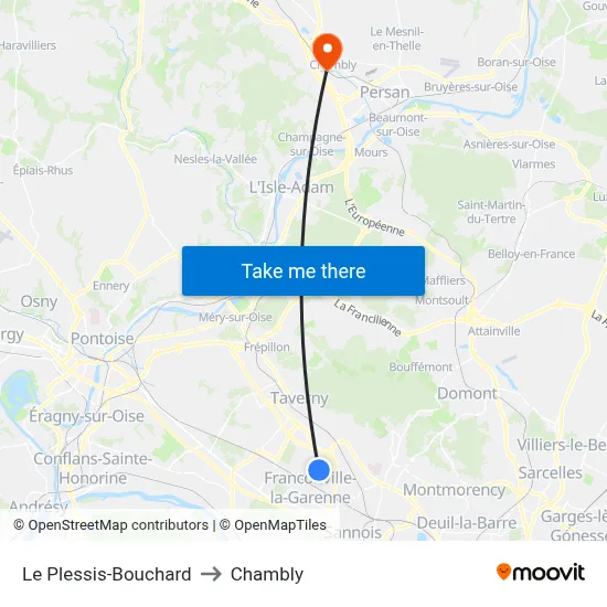 Le Plessis-Bouchard to Chambly map