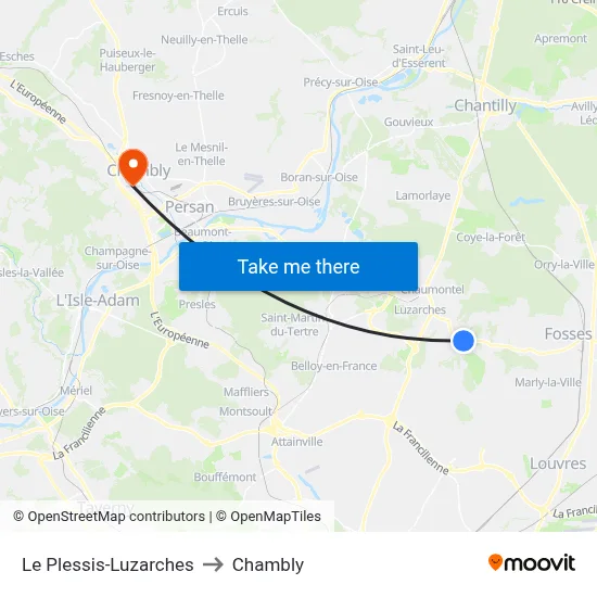 Le Plessis-Luzarches to Chambly map