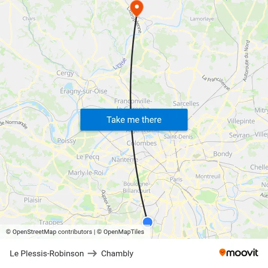 Le Plessis-Robinson to Chambly map