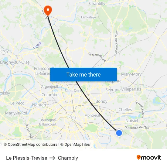 Le Plessis-Trevise to Chambly map