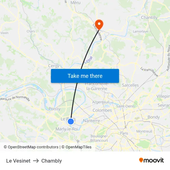Le Vesinet to Chambly map
