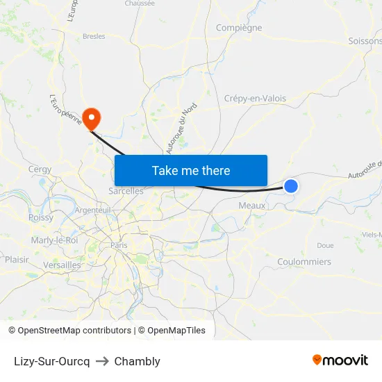 Lizy-Sur-Ourcq to Chambly map