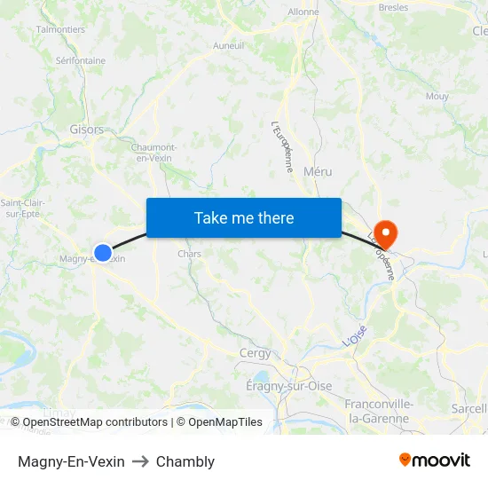 Magny-En-Vexin to Chambly map