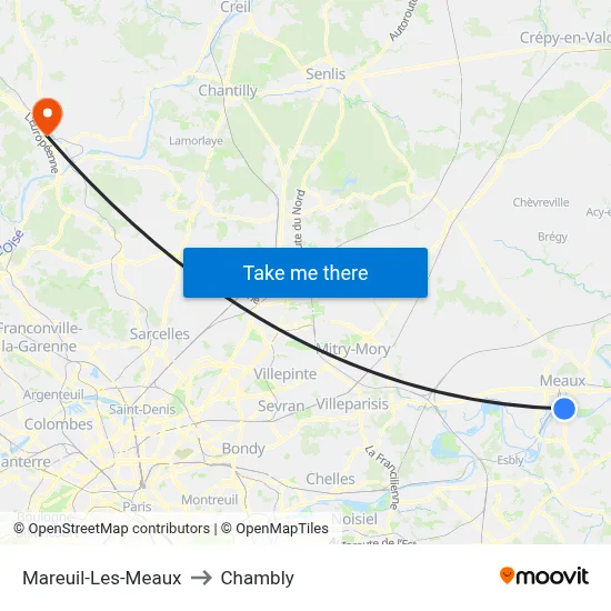 Mareuil-Les-Meaux to Chambly map
