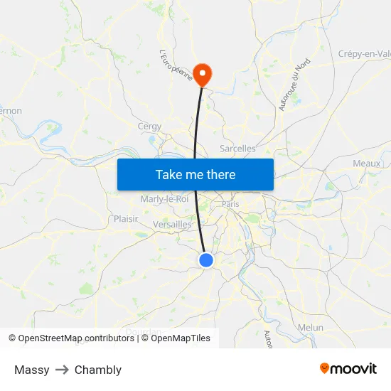 Massy to Chambly map