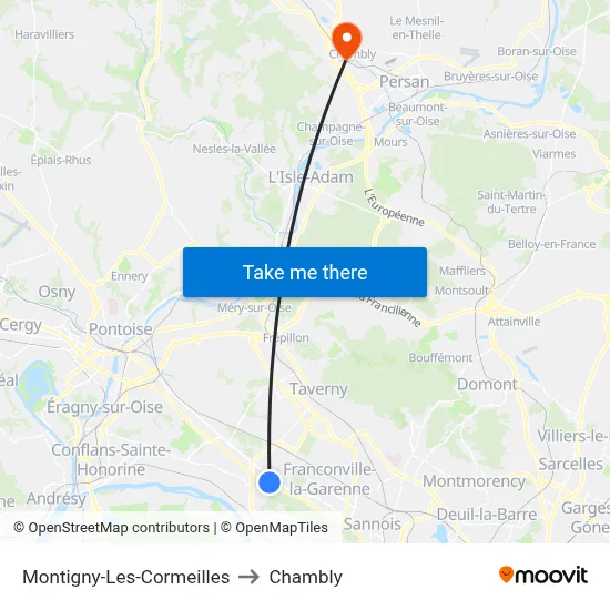 Montigny-Les-Cormeilles to Chambly map