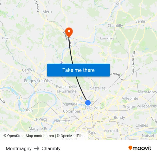 Montmagny to Chambly map