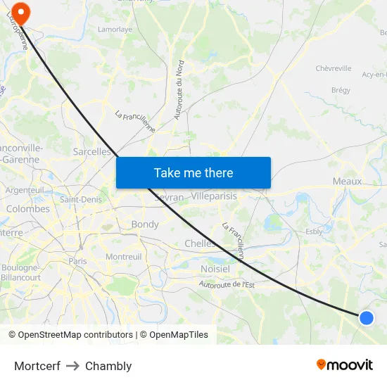 Mortcerf to Chambly map